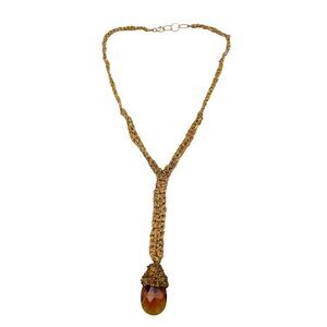 14/20 Gold Filled Y Drop Lariat Faceted Crystal Pendant Necklace 20 Inches
